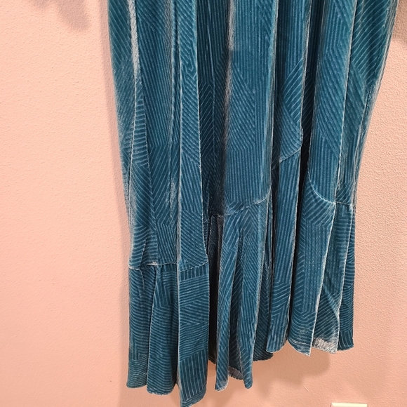 Diane Von Furstenberg Turquoise Velvet Midi Dress - Picture 6 of 8